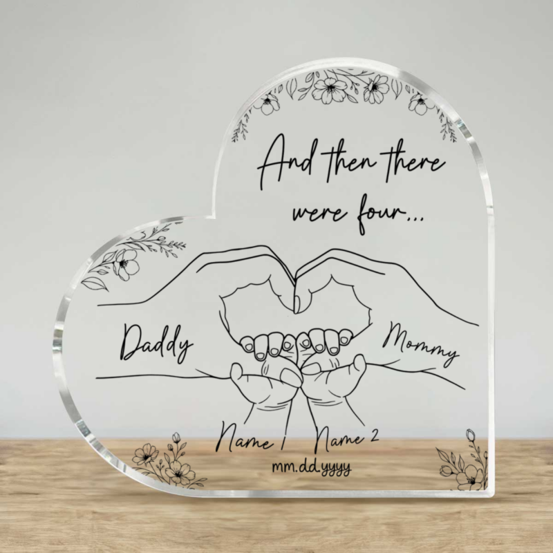 Personalized Family of Four Plaque, Family Christmas Gift, And Then There Were Four Gift, New Baby Keepsake, Growing Family Gift