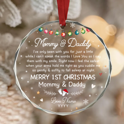 Mommy and Daddy 1st Christmas Ornament, Personalized New Parents Ornament, First Christmas as Parents Gift, Christmas Gift from Baby