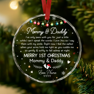 Mommy and Daddy 1st Christmas Ornament, Personalized New Parents Ornament, First Christmas as Parents Gift, Christmas Gift from Baby