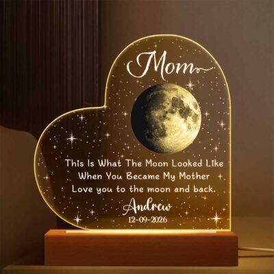 Personalized Moon Phase Night Light, New Mom Christmas Gift, First Time Mom Gift, Gift for Mom from Baby, New Mommy Keepsake
