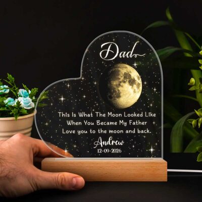 Personalized Moon Phase Night Light, New Dad Christmas Gift, First Time Dad Gift, Gift for Dad from Baby, New Daddy Keepsake