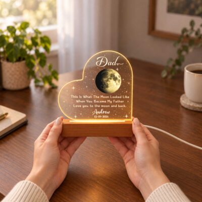 Personalized Moon Phase Night Light, New Dad Christmas Gift, First Time Dad Gift, Gift for Dad from Baby, New Daddy Keepsake Lamp