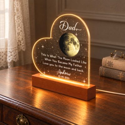Personalized Moon Phase Night Light, New Dad Christmas Gift, First Time Dad Gift, Gift for Dad from Baby, New Daddy Keepsake Lamp