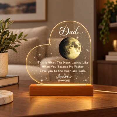 Personalized Moon Phase Night Light, New Dad Christmas Gift, First Time Dad Gift, Gift for Dad from Baby, New Daddy Keepsake Lamp