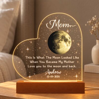 Personalized Moon Phase Night Light, New Mom Christmas Gift, First Time Mom Gift, Gift for Mom from Baby, New Mommy Keepsake