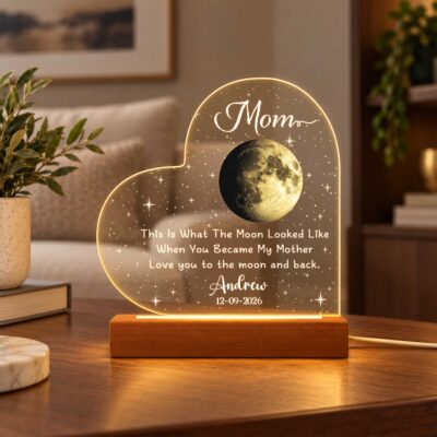 Personalized Moon Phase Night Light, New Mom Christmas Gift, First Time Mom Gift, Gift for Mom from Baby, New Mommy Keepsake