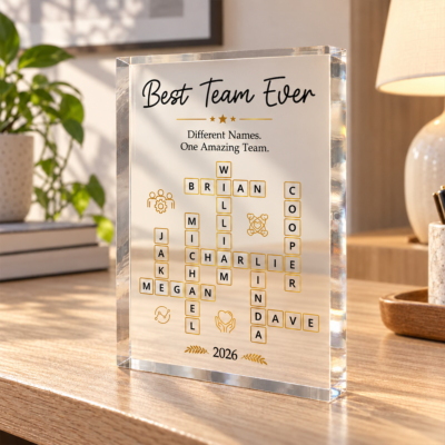 Benicee Shop 232 Personalized Team Appreciation Plaque, Best Team Ever Crossword Gift, Coworker Christmas Gift, Employee Appreciation Gift, Office Team Gift