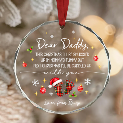 Daddy's First Christmas Ornament, Personalized Dad to Be Christmas Gift, New Dad Gift from Bump, Expecting Dad Pregnancy Ornament