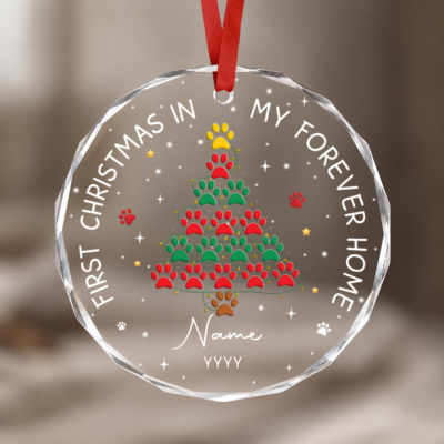 Personalized Dog First Christmas Ornament, First Christmas in My Forever Home Ornament, New Puppy Christmas Gift, Dog Adoption Gift