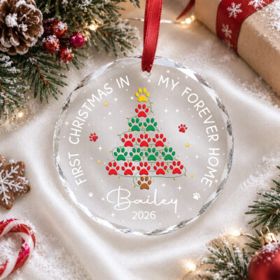 Personalized Dog First Christmas Ornament, First Christmas in My Forever Home Ornament, New Puppy Christmas Gift, Dog Adoption Gift