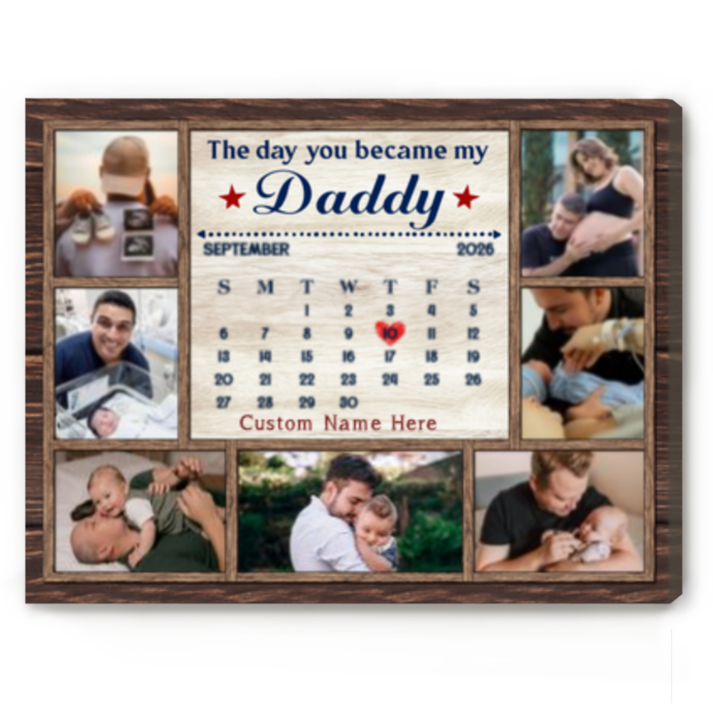 Personalized New Dad Christmas Gift, Daddy Photo Canvas, First Time Dad Gift from Wife, Daddy Gift from Baby