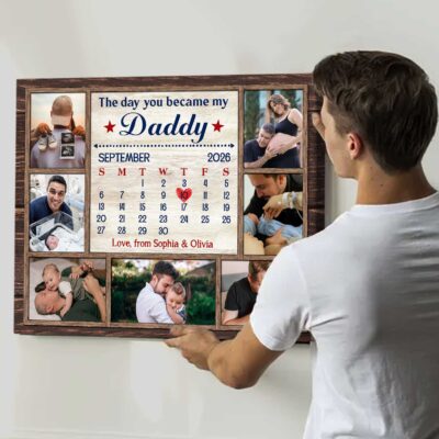 Personalized New Dad Christmas Gift, Daddy Photo Canvas, First Time Dad Gift from Wife, Daddy Gift from Baby