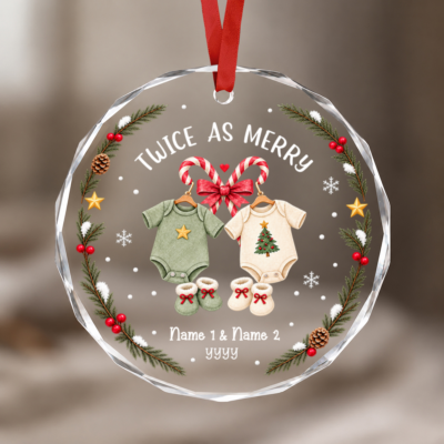 Personalized Twins First Christmas Ornament, Twin Baby Christmas Gift, First Christmas as Twins, Newborn Twins Gift, Twin Mom Gift