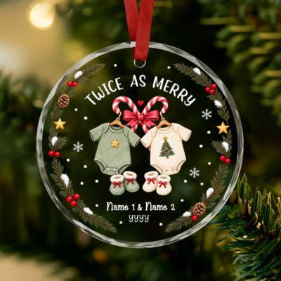 Personalized Twins First Christmas Ornament, Twin Baby Christmas Gift, First Christmas as Twins, Newborn Twins Gift, Twin Mom Gift