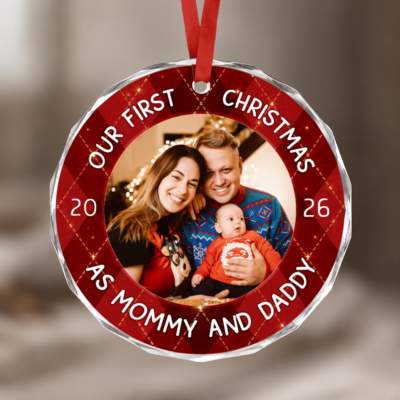 First Christmas as Mommy and Daddy Ornament, Personalized New Parents Christmas Gift, Family Photo Ornament, Baby First Christmas Gift