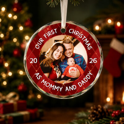 First Christmas as Mommy and Daddy Ornament, Personalized New Parents Christmas Gift, Family Photo Ornament, Baby First Christmas Gift