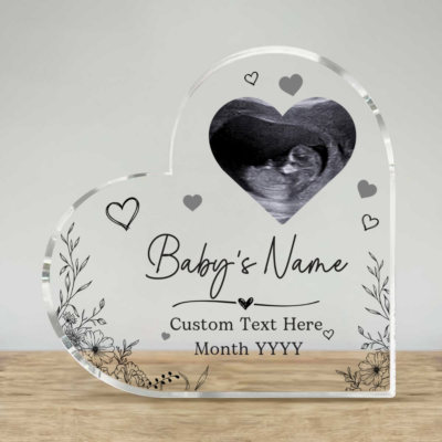 Personalized Ultrasound Acrylic Plaque, Sonogram Keepsake, Expecting Mom Christmas Gift, Pregnancy Announcement Gift, Baby Arrival Gift