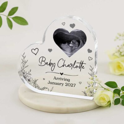 Personalized Ultrasound Acrylic Plaque, Sonogram Keepsake, Expecting Mom Christmas Gift, Pregnancy Announcement Gift, Baby Arrival Gift