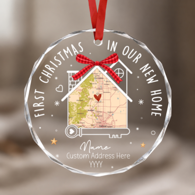First Christmas in New Home Ornament, Personalized New Home Map Ornament, First Home Christmas Gift, New Homeowner Gift, Housewarming Gift