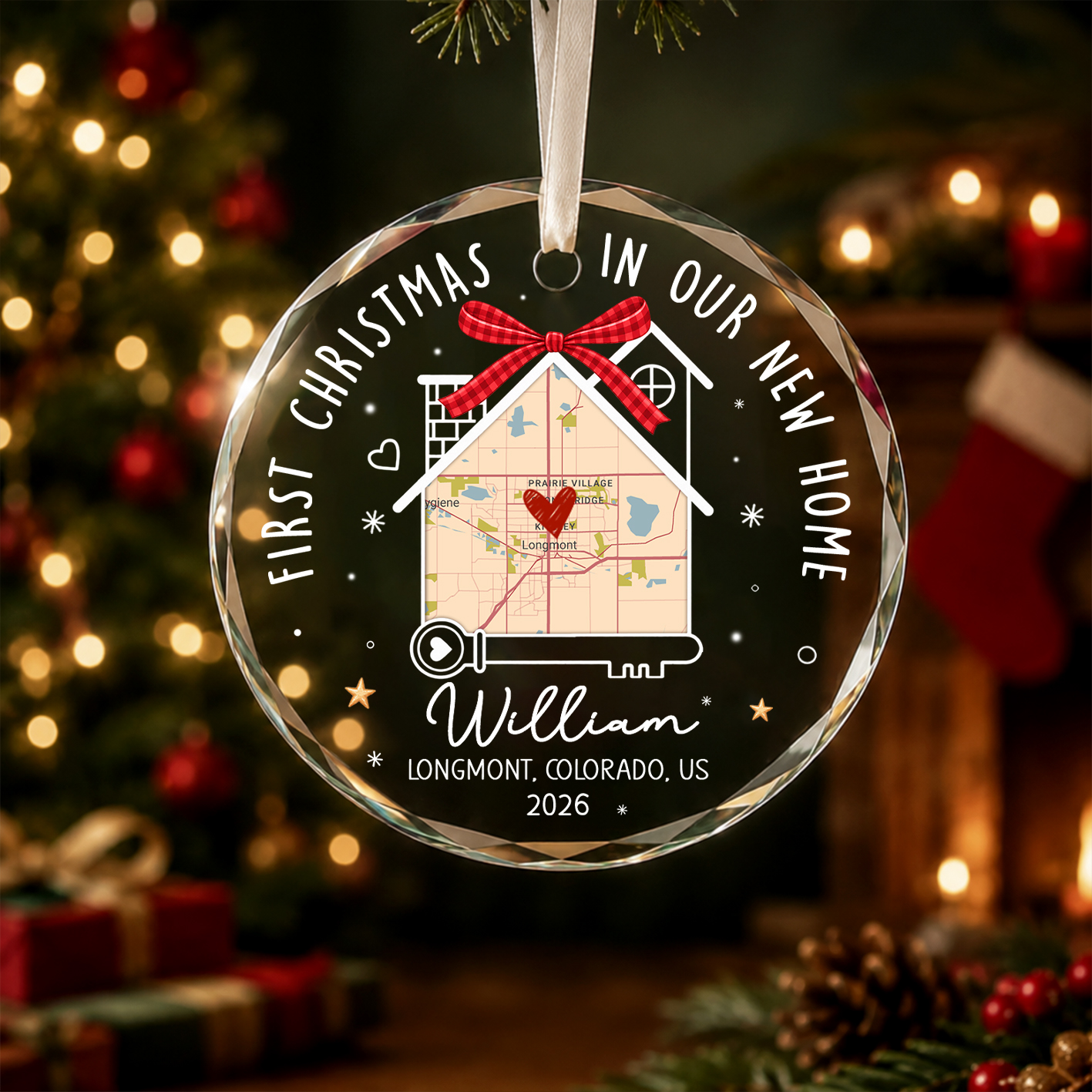 First Christmas in New Home Ornament, Personalized New Home Map Ornament, First Home Christmas Gift, New Homeowner Gift, Housewarming Gift