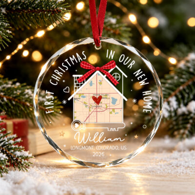 First Christmas in New Home Ornament, Personalized New Home Map Ornament, First Home Christmas Gift, New Homeowner Gift, Housewarming Gift