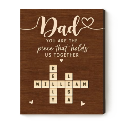 Personalized Dad Crossword Canvas, Dad Christmas Gift from Kids, Father Birthday Gift, Family Gift for Dad