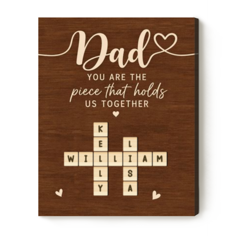 Personalized Dad Crossword Canvas, Dad Christmas Gift from Kids, Father Birthday Gift, Family Gift for Dad