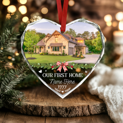 Personalized New Home Photo Ornament, Our First Home Christmas Ornament, New Homeowner Gift, Housewarming Gift for Couple