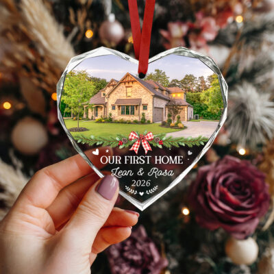 Personalized New Home Photo Ornament, Our First Home Christmas Ornament, New Homeowner Gift, Housewarming Gift for Couple