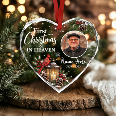 First Christmas in Heaven Ornament, Personalized Memorial Photo Ornament, Christmas Remembrance Gift, Loss of Loved One Gift