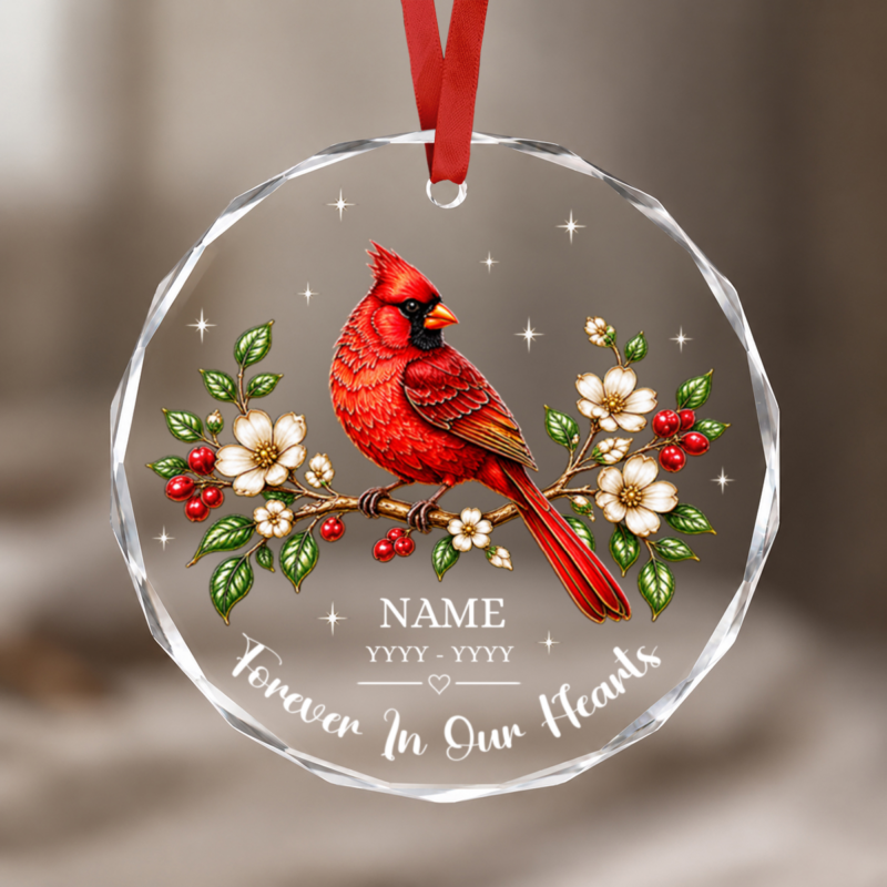Personalized Cardinal Memorial Ornament, Remembrance Christmas Gift, In Memory of Loved One Ornament, Sympathy Gift, Bereavement Gift