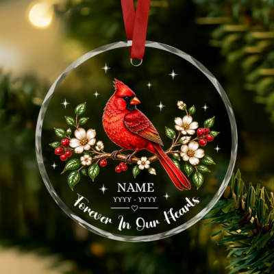 Personalized Cardinal Memorial Ornament, Remembrance Christmas Gift, In Memory of Loved One Ornament, Sympathy Gift, Bereavement Gift