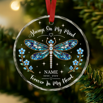 Personalized Dragonfly Memorial Ornament, Christmas Memorial Gift, In Loving Memory Ornament, Loss of Loved One Gift, Remembrance Gift