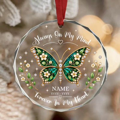 Personalized Butterfly Memorial Ornament, Memorial Christmas Gift, Forever in My Heart Ornament, Sympathy Gift for Loss, Remembering Loved One Gift