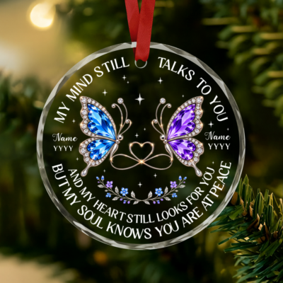 Personalized Memorial Christmas Ornament, Butterfly Memorial Gift, In Loving Memory Ornament, Mom and Dad Remembrance Gift