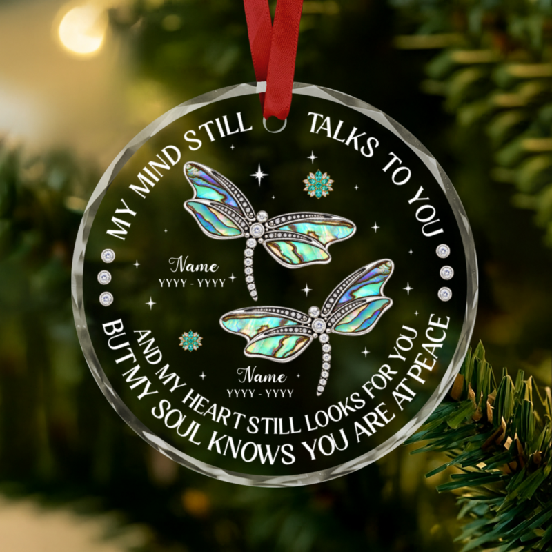 Remembrance Dragonfly Ornament, Personalized Christmas Sympathy Ornament, Loss of Mom and Dad Gift, Loss of Loved One Gift