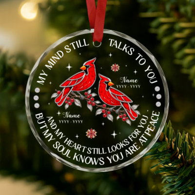 Cardinal Remembrance Ornament, Personalized Christmas Memorial Gift, In Memory of Loved One Ornament, Mom and Dad Sympathy Gift