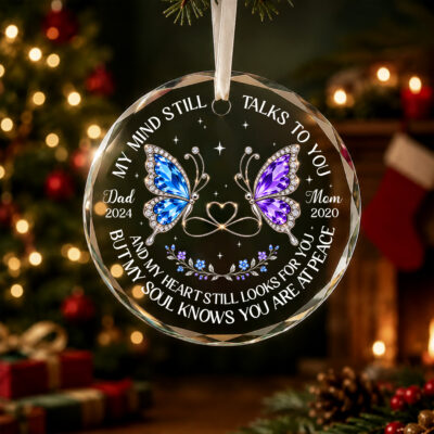 Personalized Memorial Christmas Ornament, Butterfly Memorial Gift, In Loving Memory Ornament, Mom and Dad Remembrance Gift