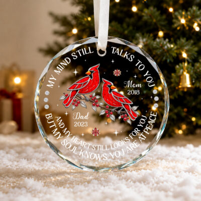 Cardinal Remembrance Ornament, Personalized Christmas Memorial Gift, In Memory of Loved One Ornament, Mom and Dad Sympathy Gift