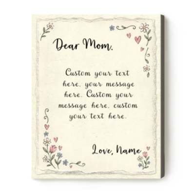 Personalized Dear Mom Letter Canvas, Christmas Gift for Mom from Daughter, Sentimental Birthday Gift for Mom, Mother Daughter Gift
