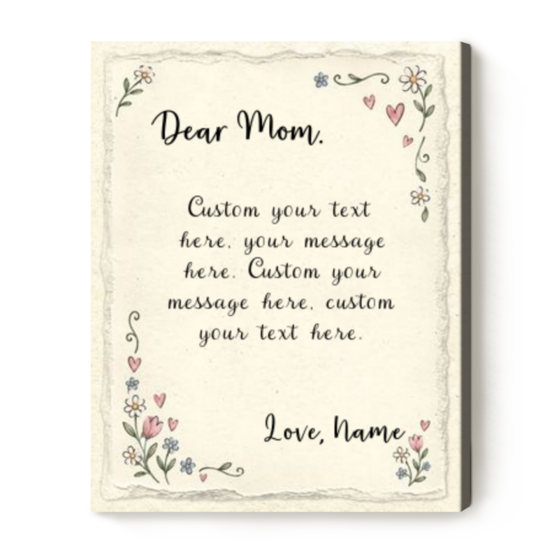Personalized Dear Mom Letter Canvas, Christmas Gift for Mom from Daughter, Sentimental Birthday Gift for Mom, Mother Daughter Gift