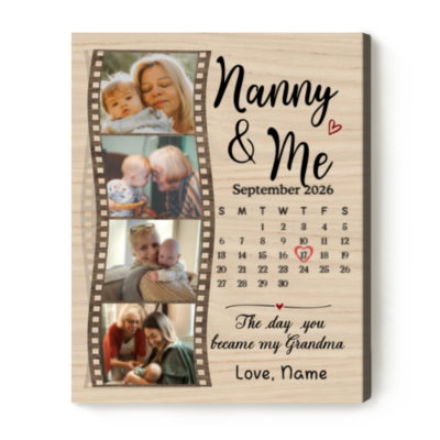 Personalized First Time Grandma Canvas, Christmas Gift for New Grandma, The Day You Became My Grandma, New Grandmother Gift