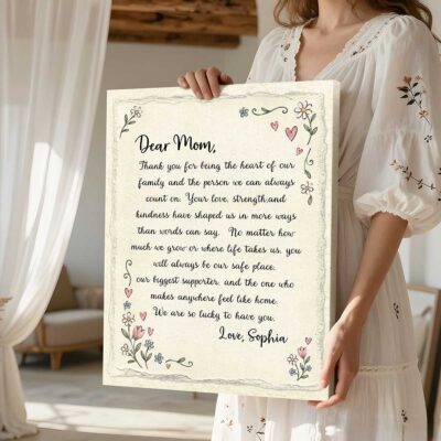 Personalized Letter To Mom Canvas, Christmas Gift for Mom from Daughter, Sentimental Birthday Gift for Mom, Mother Daughter Gift