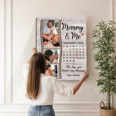 Personalized First Time Mom Canvas, Christmas Gift for New Mom, The Day You Became My Mommy, New Mother Gift from Baby