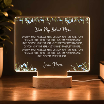 Personalized Handwritten Letter Night Light, Christmas Gift for Mom from Daughter, Dear Mom Letter Acrylic Lamp, Birthday Gift for Mom