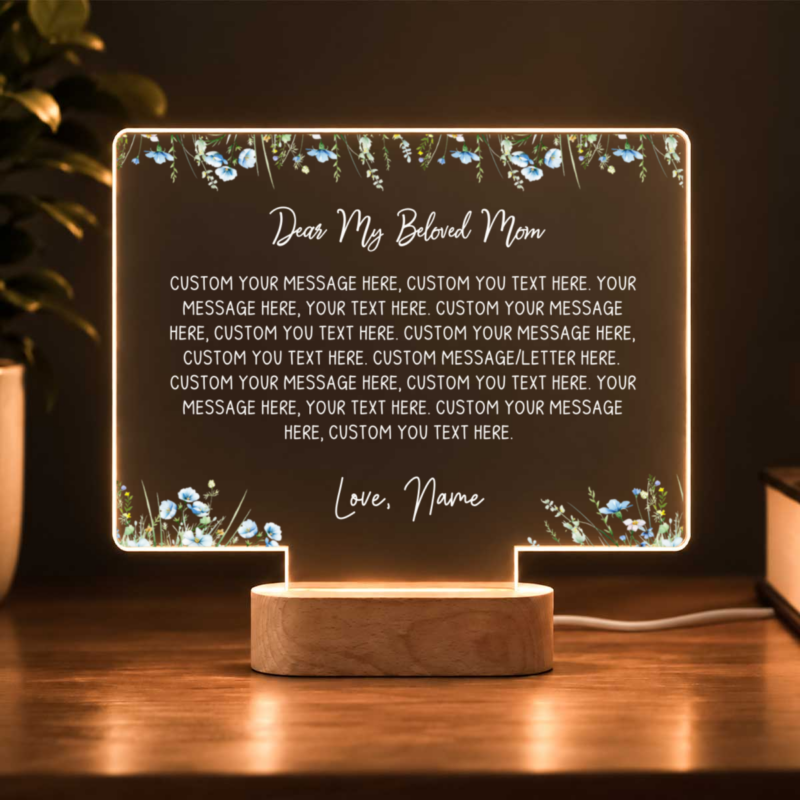 Personalized Handwritten Letter Night Light, Birthday Christmas Gift for Mom from Daughter, Custom Message Night Lamp