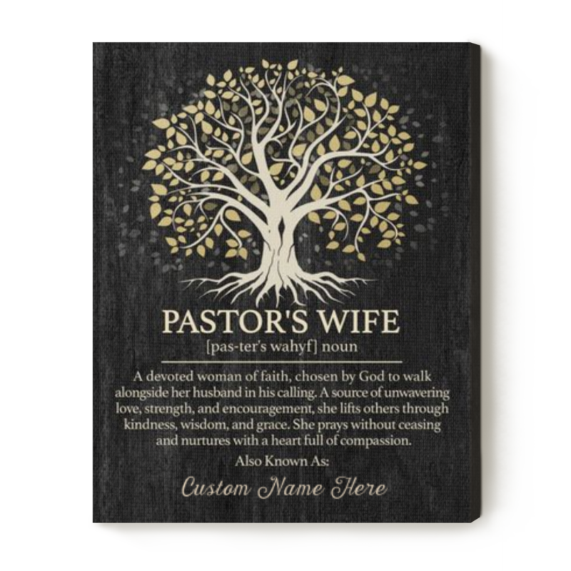 Personalized Pastor Wife Canvas Print, Pastor's Wife Definition Wall Art, Appreciation Gift for Church First Lady