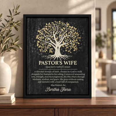 Personalized Pastor Wife Canvas Print, Pastor's Wife Definition Wall Art, Appreciation Gift for Church First Lady