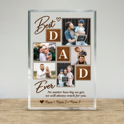 Personalized Best Dad Ever Acrylic Plaque, Custom Photo Gift for Dad, Dad Christmas Gift from Kids