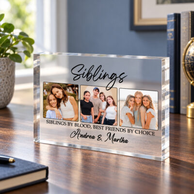 Personalized Siblings Photo Acrylic Plaque, Christmas Gift for Brother and Sister, Family Memory Keepsake
